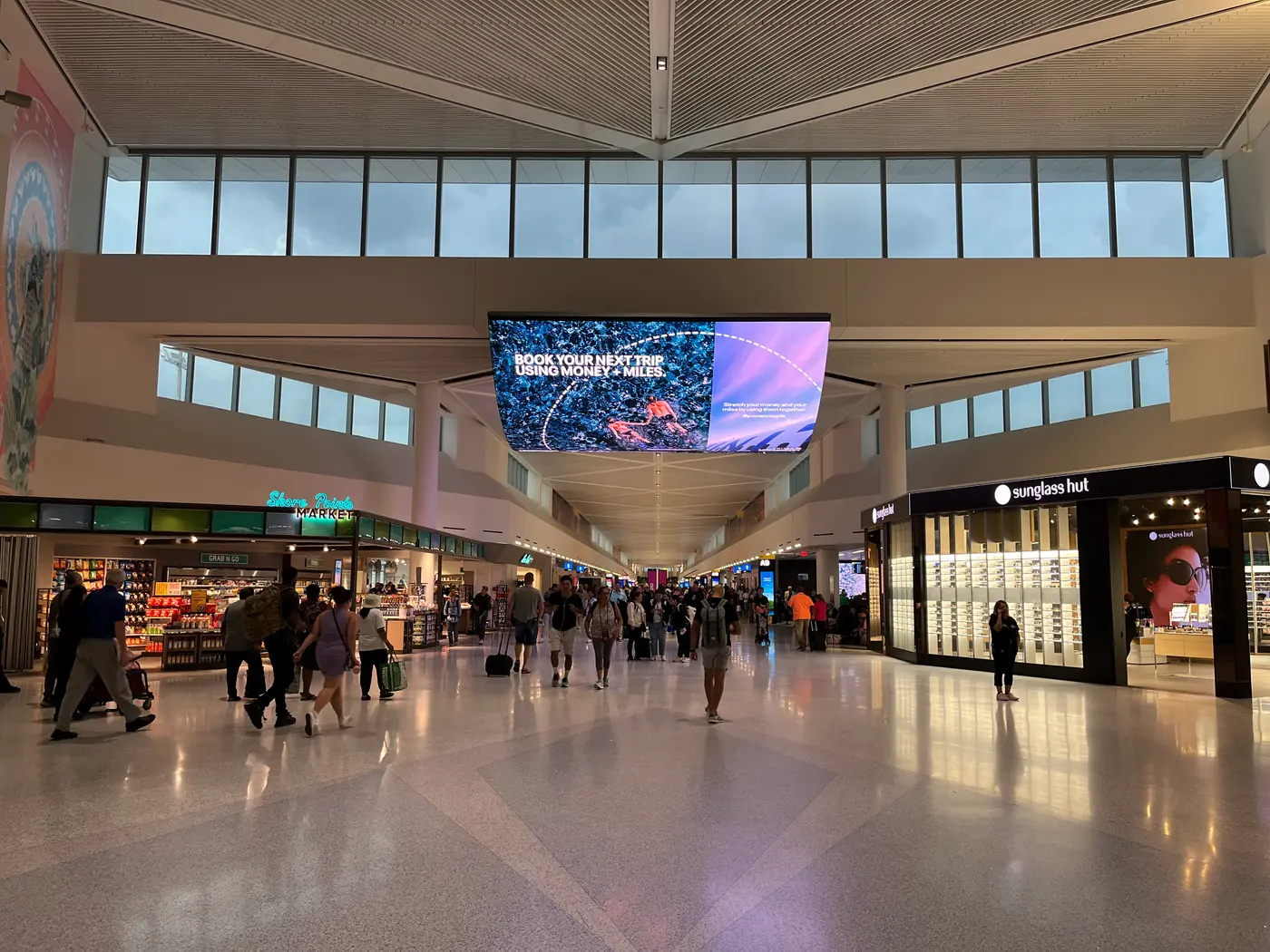 Interior concourse of Newark Liberty International Airport Terminal A, photographed in August 2023